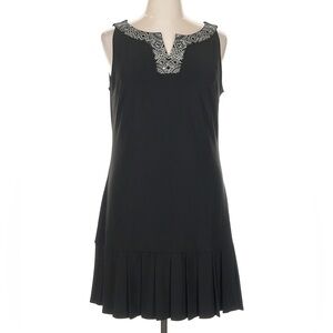 WHBM Black Sleeveless Dress with Embellished Neckline